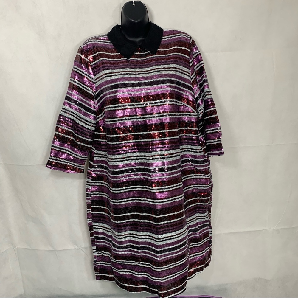 Eloquii Sequin Striped Dress, Size 14